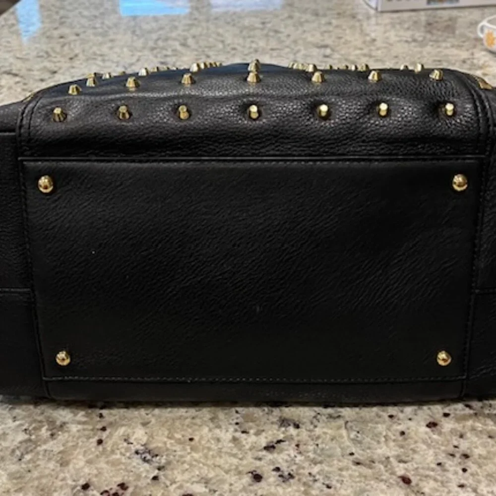 Vintage Ralph Lauren Black Pebbled Leather Gold Studded Stachel Bag - Picture 5 of 16